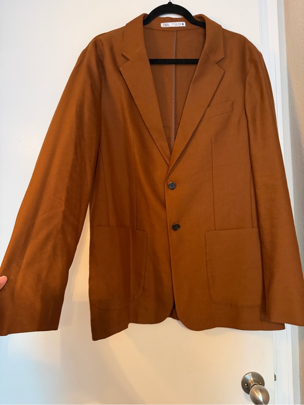 Zara Men's Rust Brown Single-Breasted Blazer